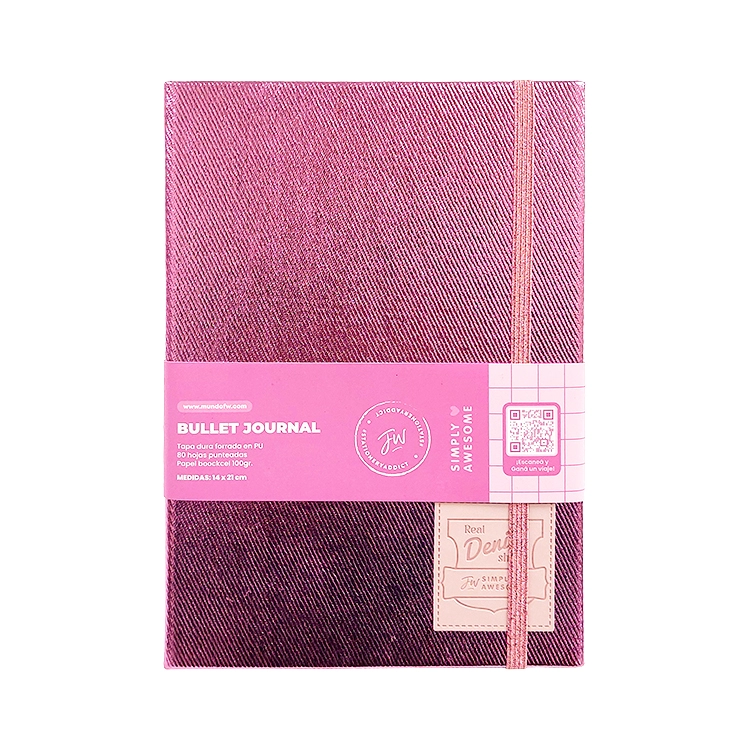 Cuaderno Tapa Dura FW Shine Rosa con Elastico Bullet Journal Art.201424